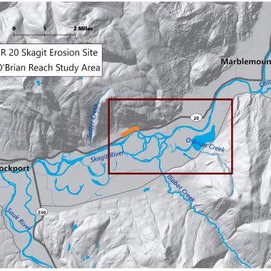 Map showing the study area of the Skagit O'Brian Reach